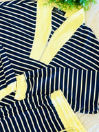 Women’s Navy & Yellow Stripe Quarter Zip Set