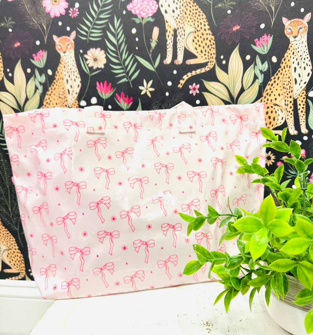 Women’s Pink Bow Vinyl Tote Bag