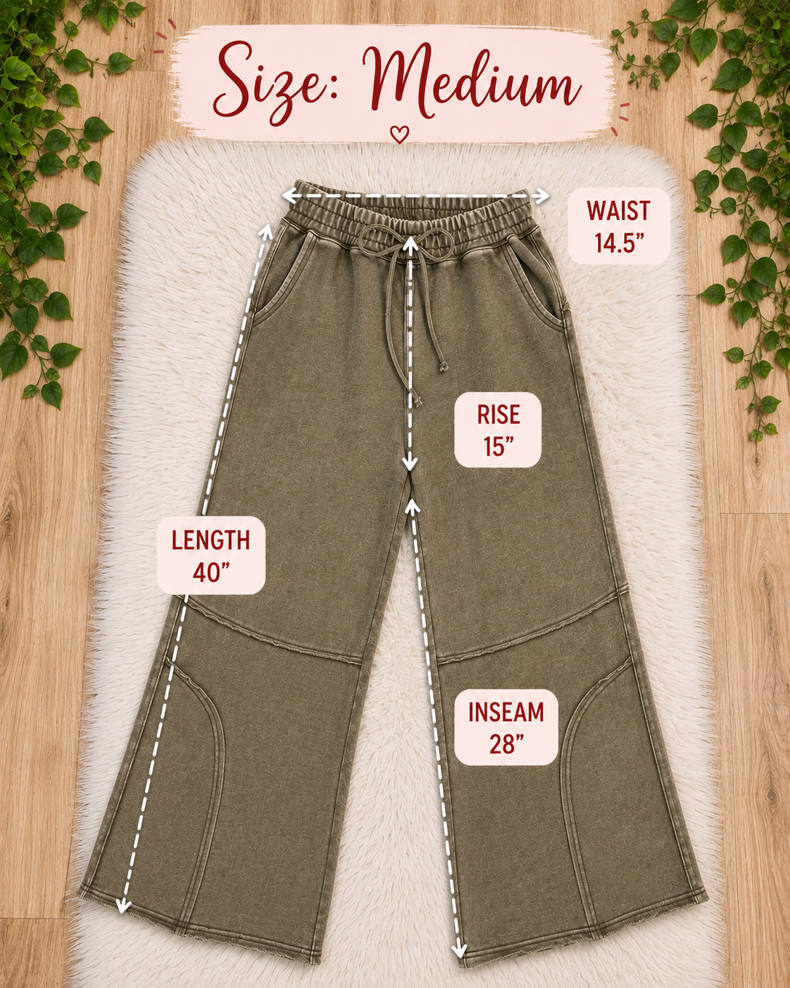 Women’s Zenana Mocha Brown Wide Leg Acid Wash Pants- Oversized