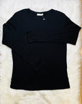 Active Basic Black Waffle Long Sleeve Shirt