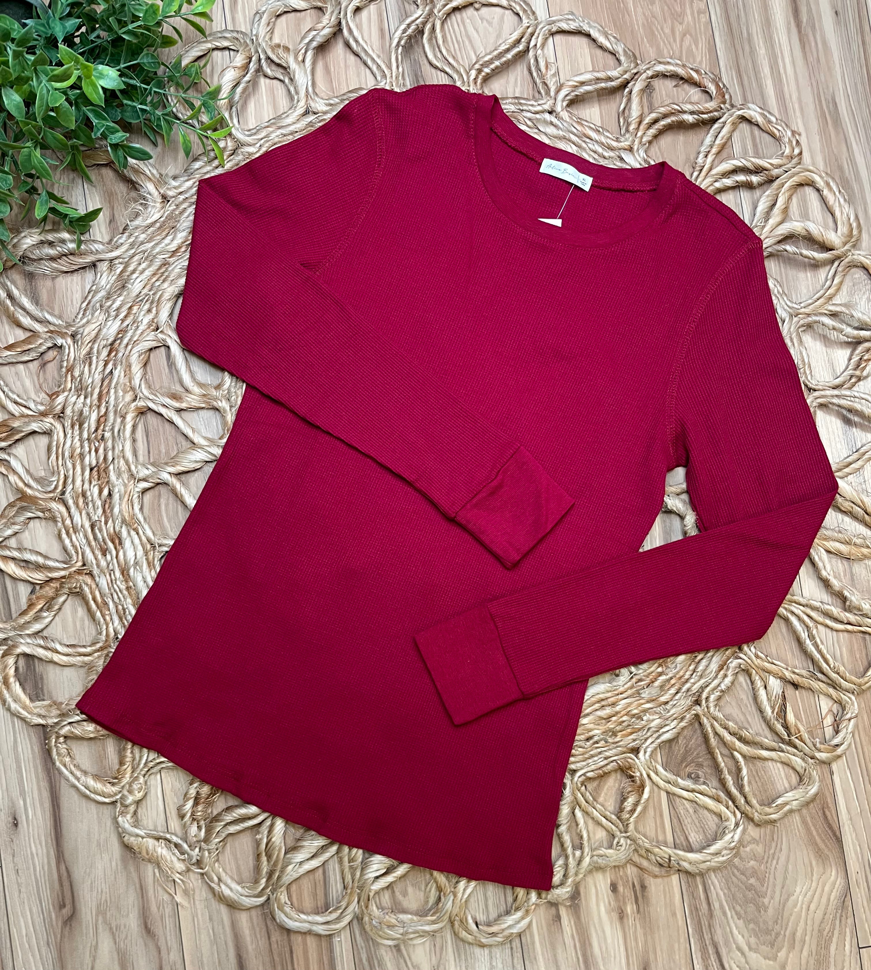Women’s Active Basic Burgundy Long Sleeve Shirt
