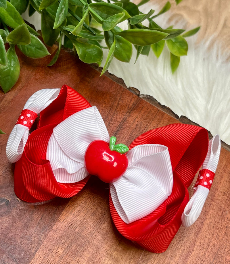 Apple Charm Ribbon Bow