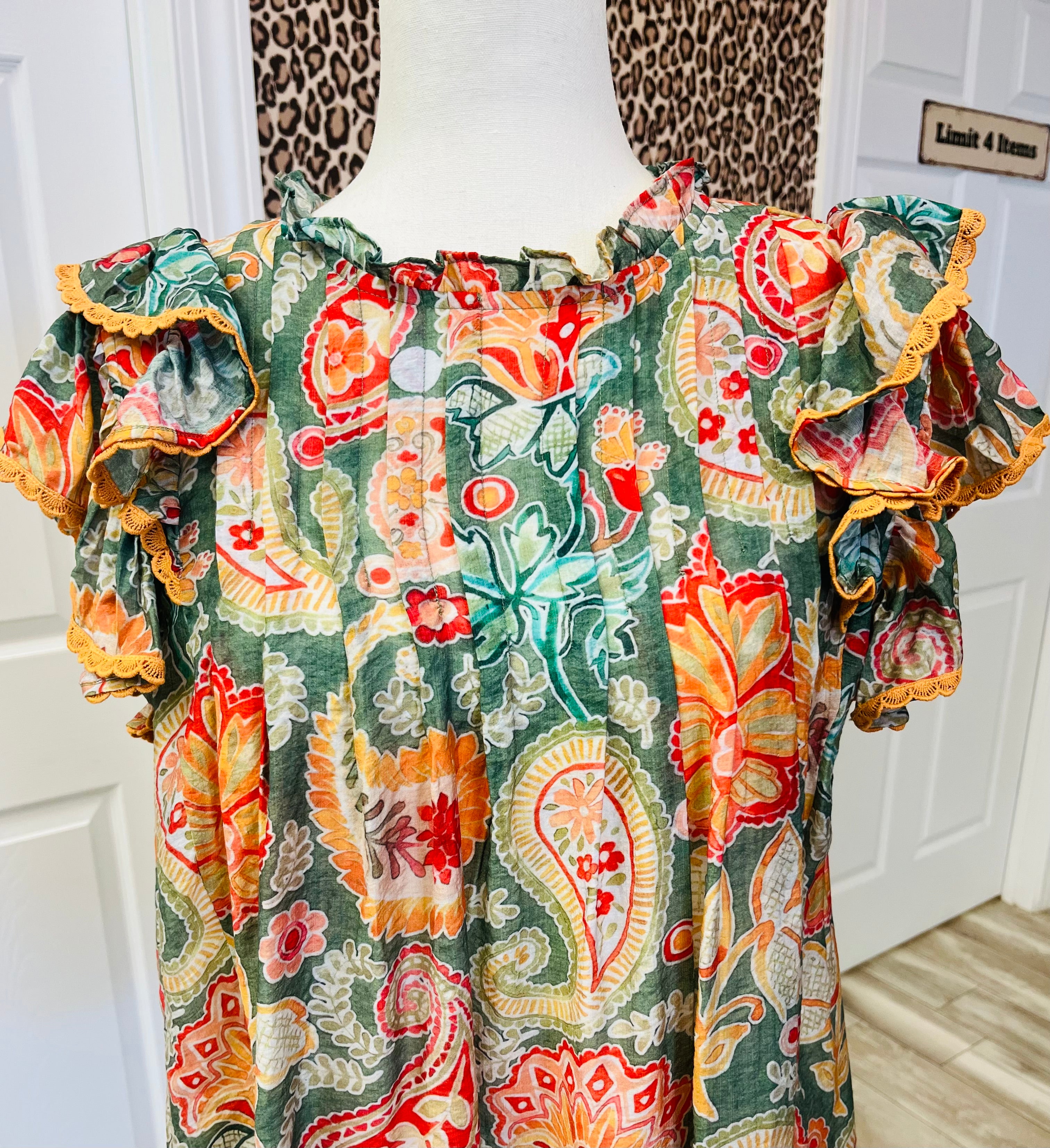 Women’s Umgee Paisley Floral Lace Ruffle Sleeve Dress