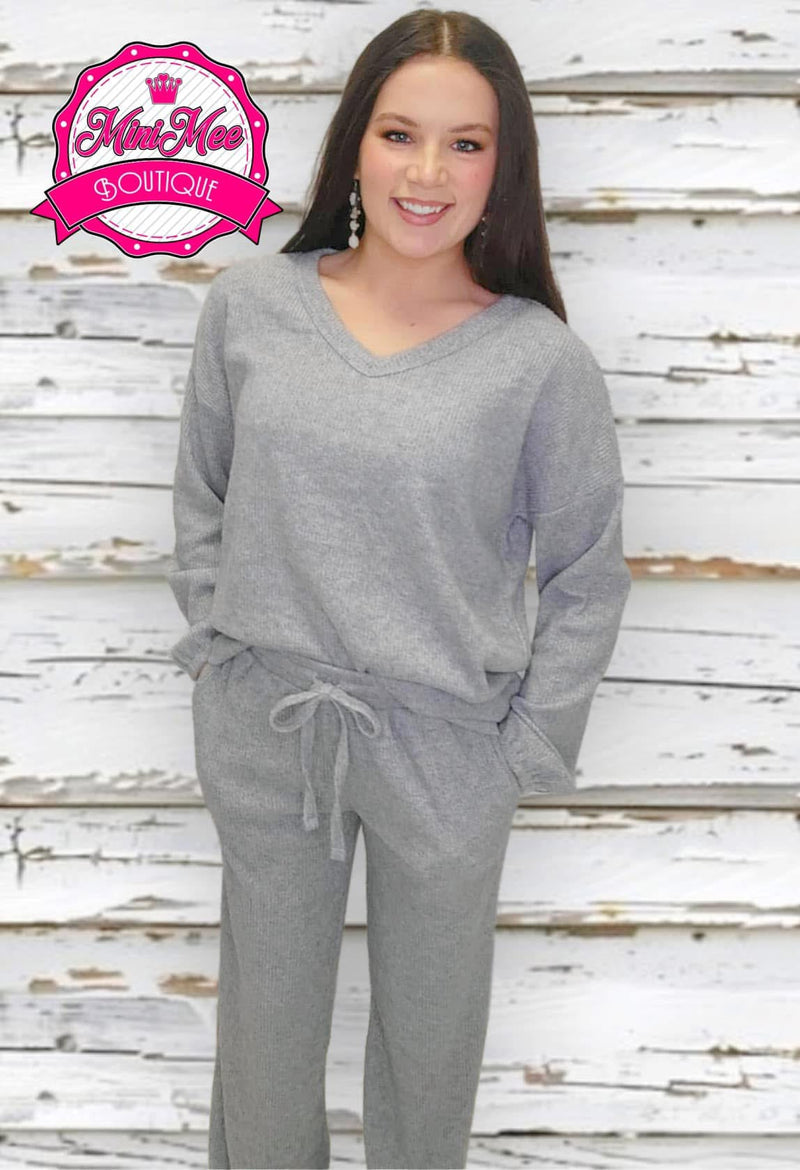 Grey Long Sleeve 2 Piece Set - Mini Mee Boutique