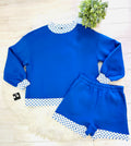 Women’s Evermmee Blue and White Polka Dot Short Set