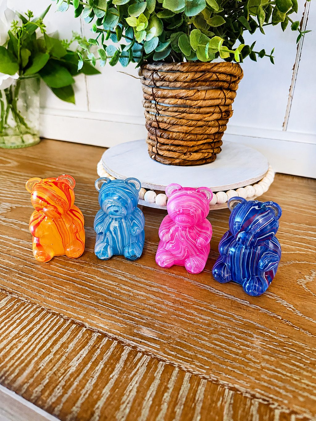 Marble Swirl Gummy Bear Squishy Toy - Gel Filled Slow Rise Ages 3+
