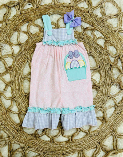 Girls Millie Jay Easter Basket Romper - Mini Mee Boutique