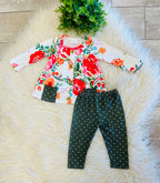 Girl’s Floral white Polka Dot Outfit