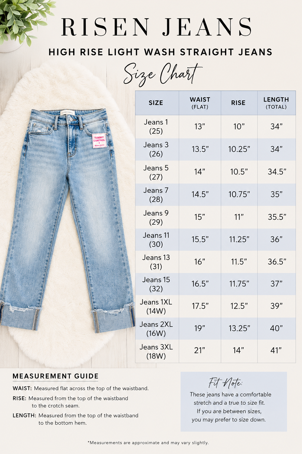 Women’s Risen High Rise Light Wash Jeans
