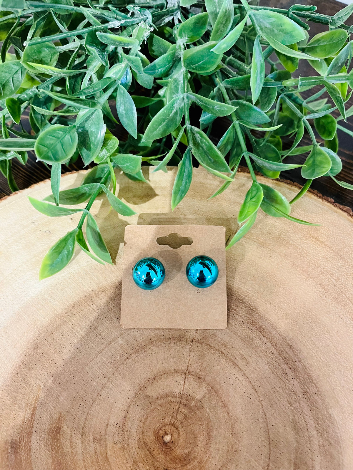 Women’s Teal Blue Bubble Stud Earrings