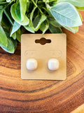 Metallic Pearl Stud Earrings