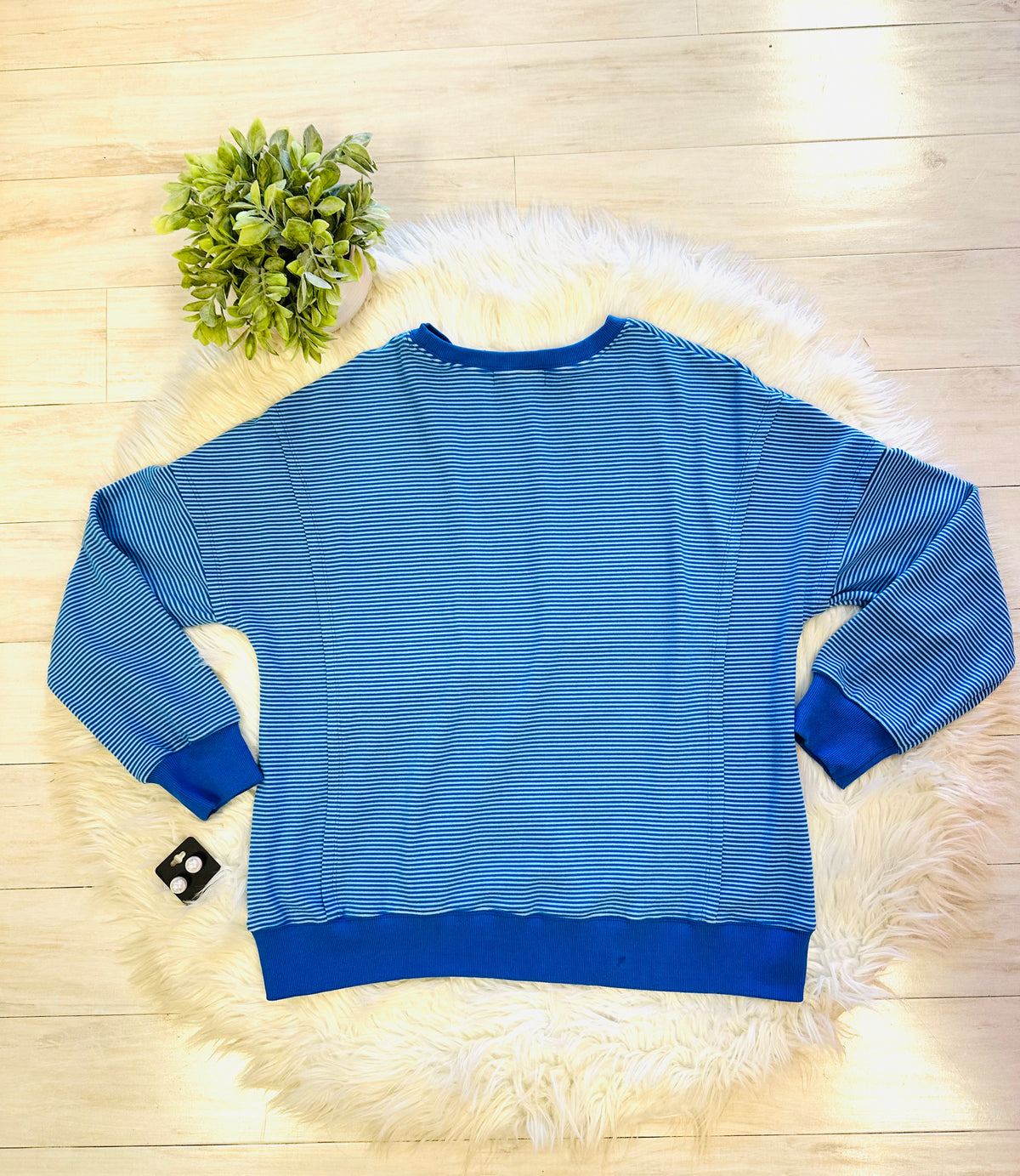 Women’s Evermmee Blue Striped Sweater Top - True to Size