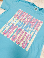 Women’s Blue Sunshine and Jesus  Graphic Tee