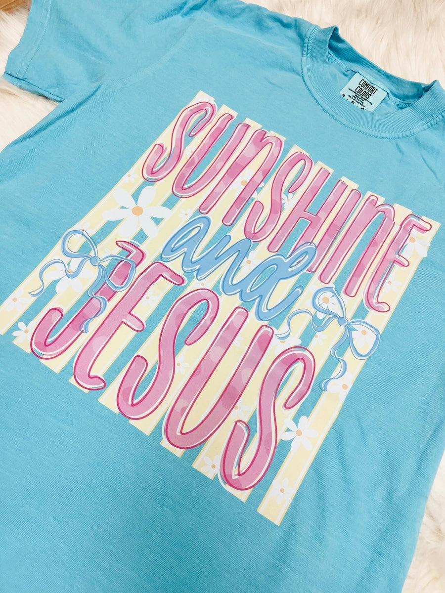 Women’s Blue Sunshine and Jesus  Graphic Tee