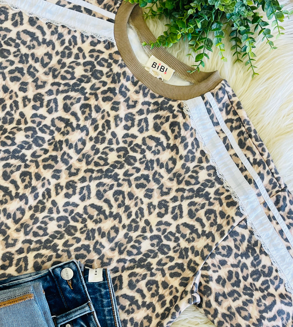 Women’s Leopard Lace Detail Top