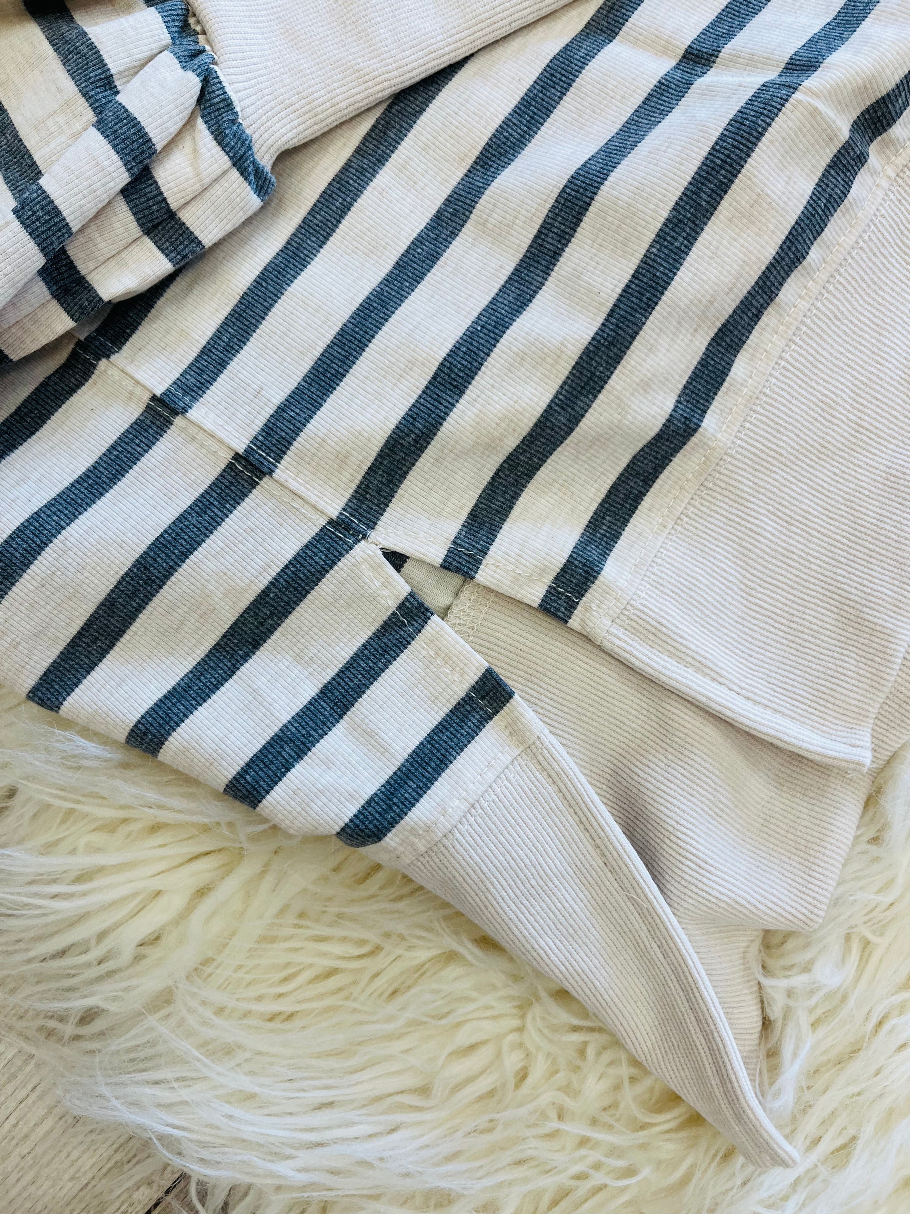 Women’s HYFVE White Dark Grey Stripped Long Sleeve Top