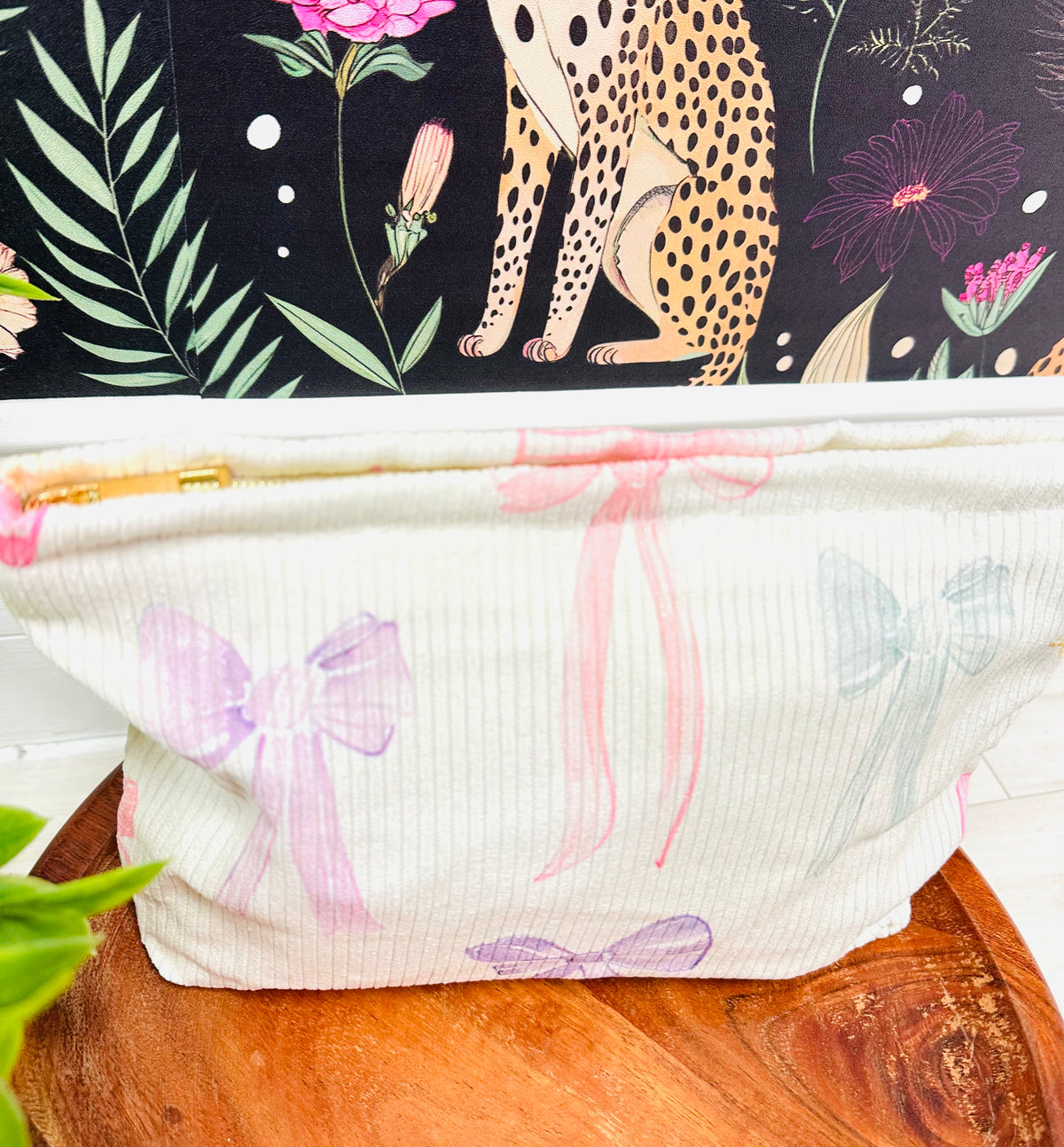 Cream and Colorful Bows Printed Bag