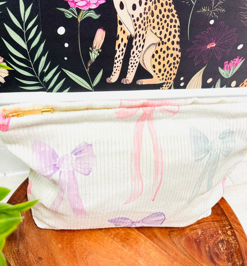 Cream and Colorful Bows Printed Bag