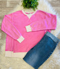 Women’s Zenana Washed Exposed Seam Sweatshirt In Candy Pink