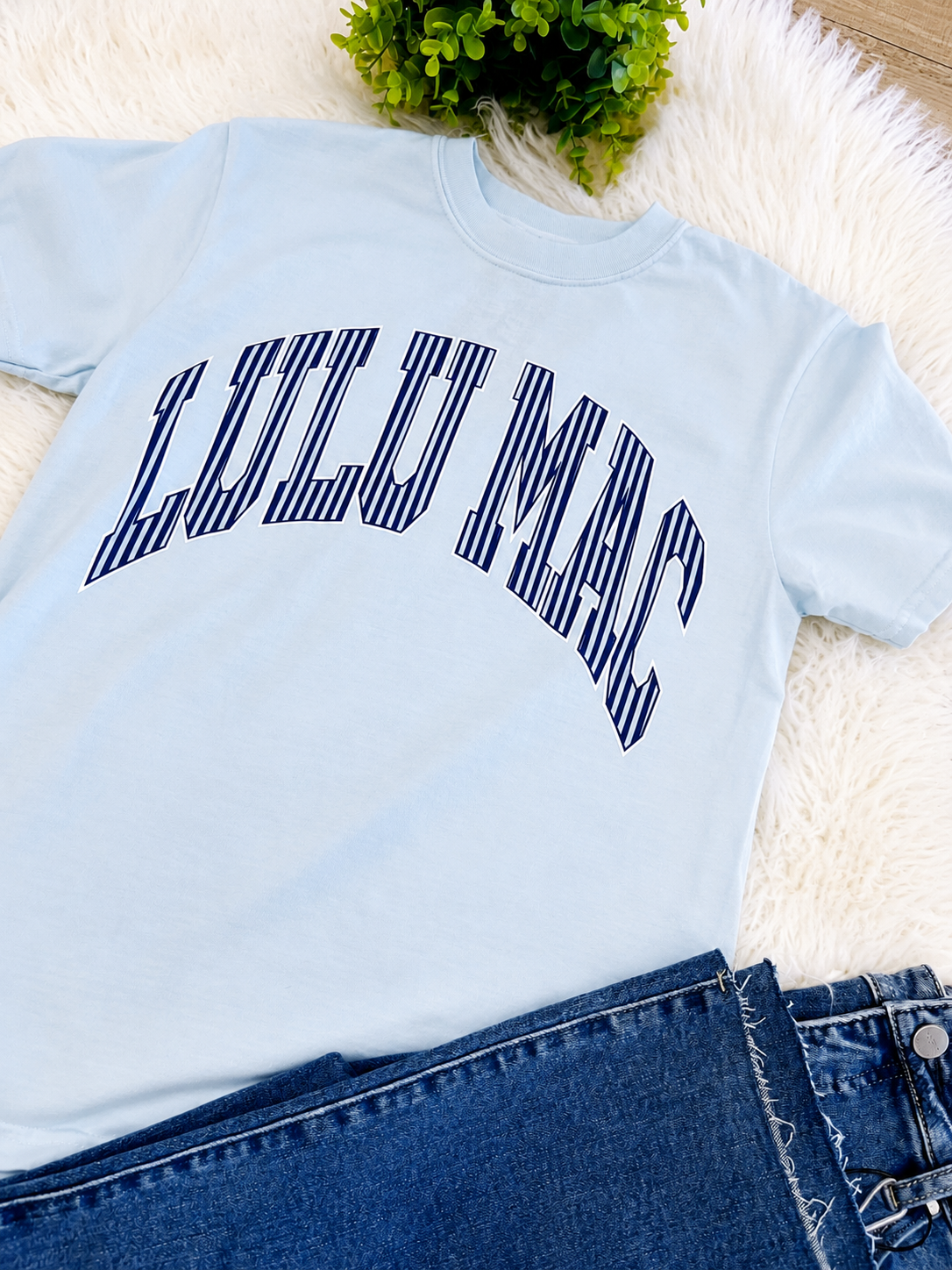 Women’s LuLu Mac Baby Blue Stripped T-Shirt
