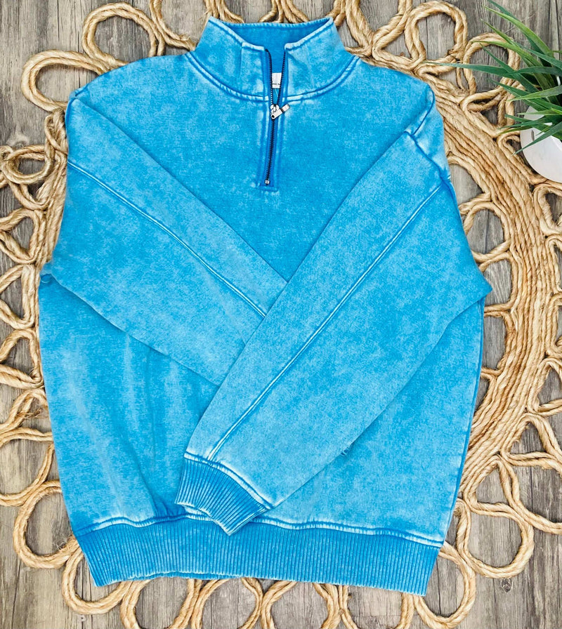 Blue Half Zip - Mini Mee Boutique