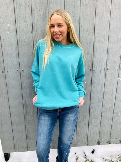 Teal Crewneck - Mini Mee Boutique