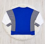Women’s Evermmee Blue and White Stripe Contrast Pullover - Oversized Top