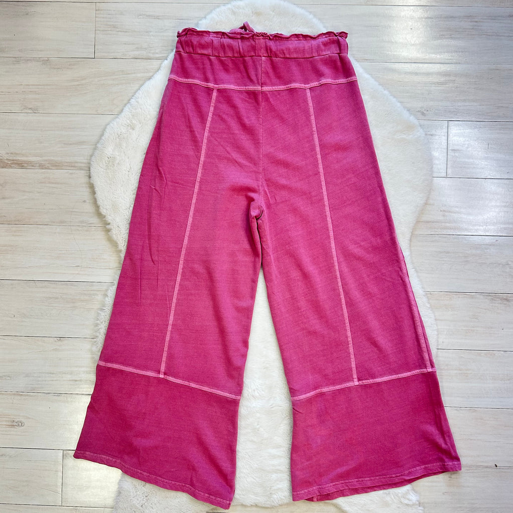 Women’s Mauve Mineral Wash Wide Leg Pants