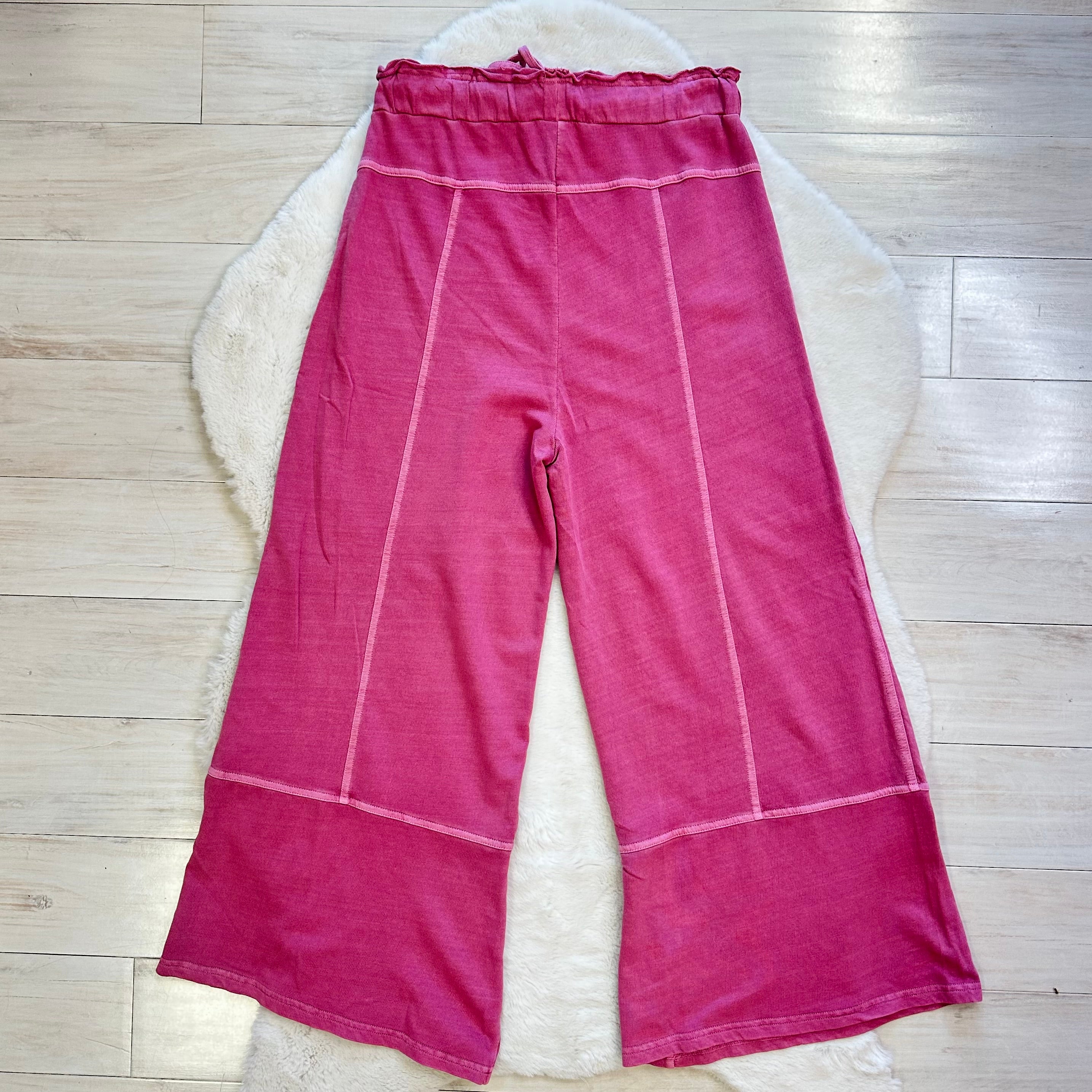 Women’s Mauve Mineral Wash Wide Leg Pants