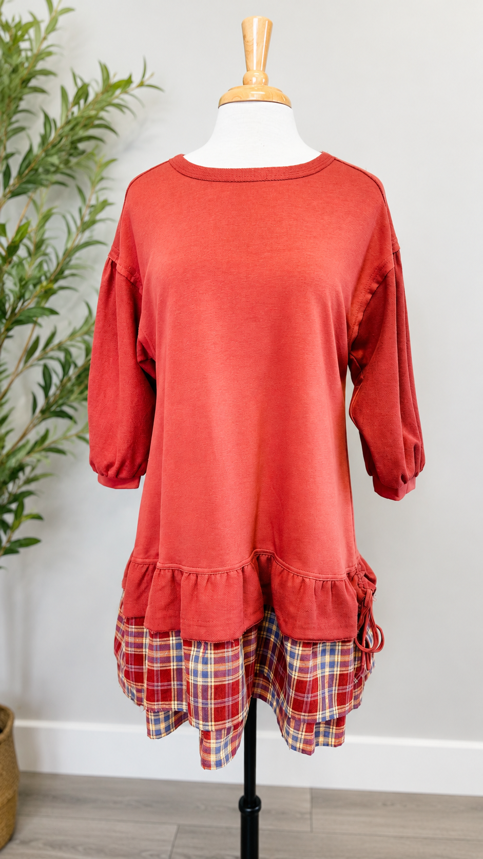 Women’s Umgee Burnt Orange Plaid Dress