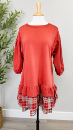 Women’s Umgee Burnt Orange Plaid Dress