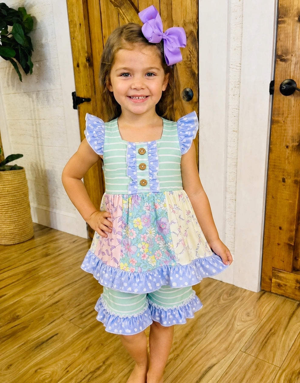 Girls Pastel Bloom Ruffle Set