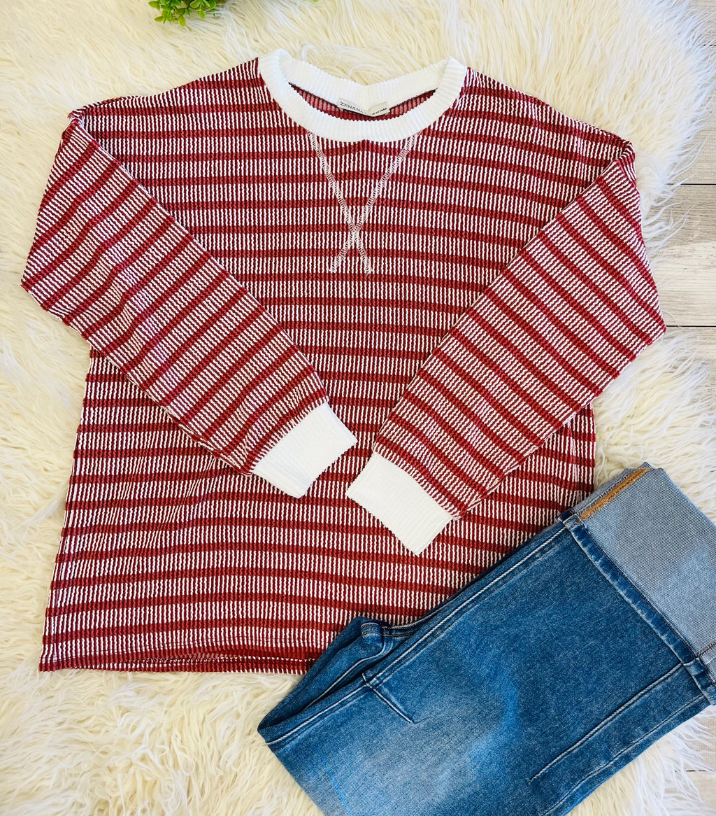 Women’s Ribbed Long Sleeve in Rust Zenana - True to Size