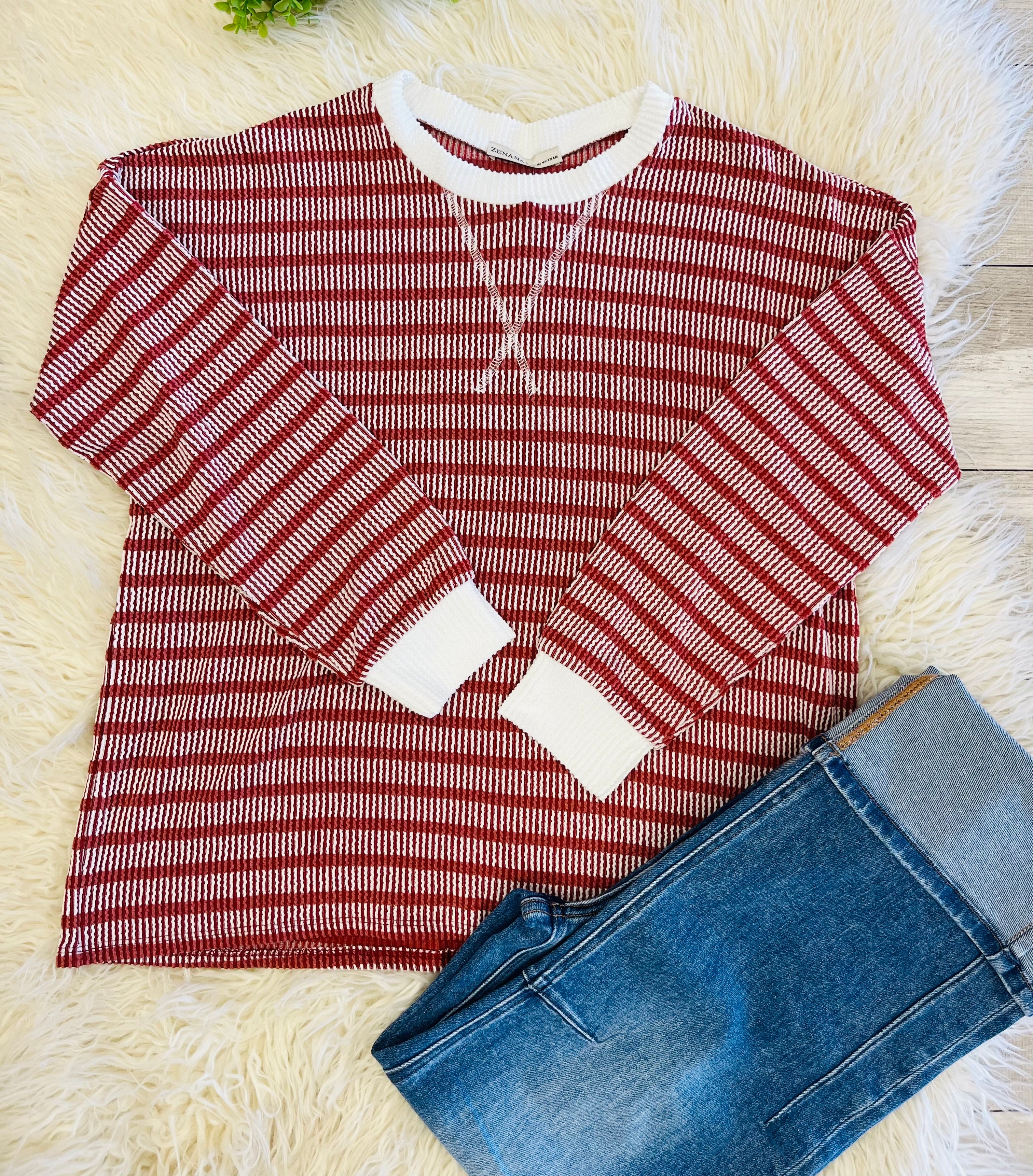 Women’s Ribbed Long Sleeve in Rust Zenana - True to Size