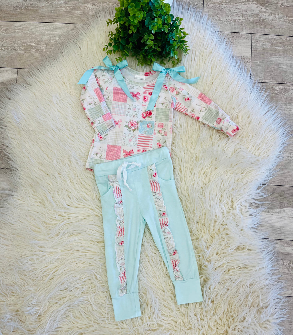 Girl’s Ribbon Bow Floral Outfit