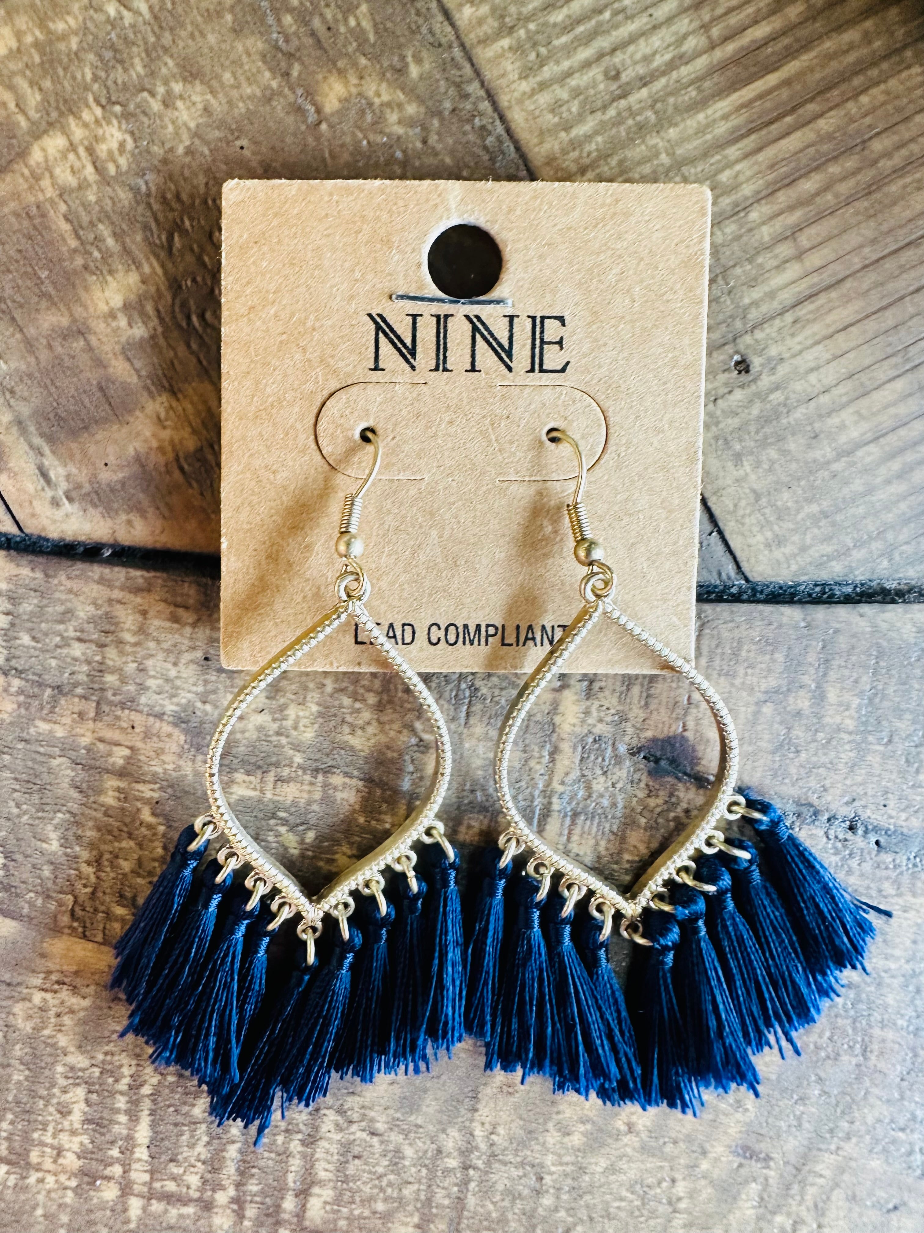 Women’s Gold and Navy Dangling Earrings