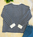 Women’s Ribbed Long Sleeve In Navy Zenana- True To Size