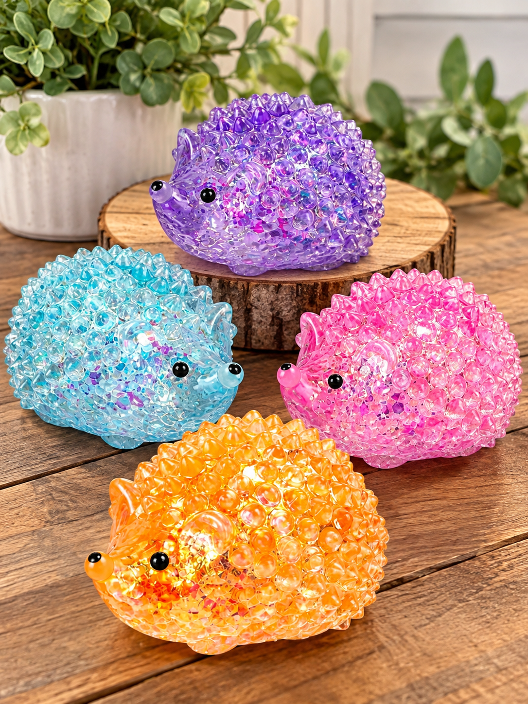 Hedgehog Squishy Toy ages 3+ Gel Filled Glitter