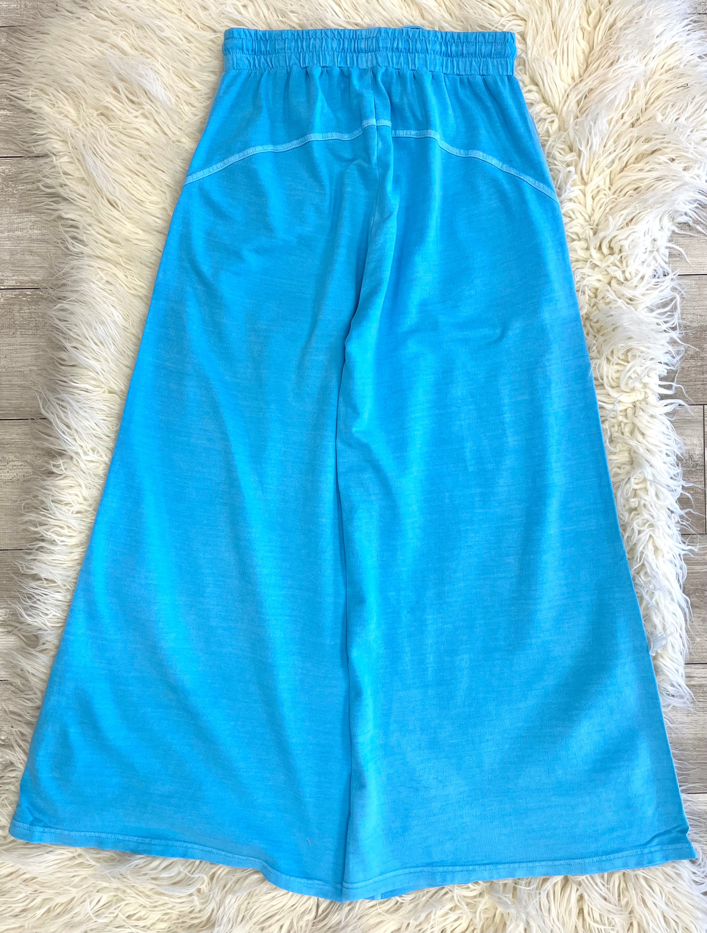 Women’s Zenana Deep Sky French Terry Enzyme Washed Pants
