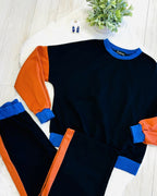 Women’s Oversized Blue & Burnt Orange Color Block Set Evermmee