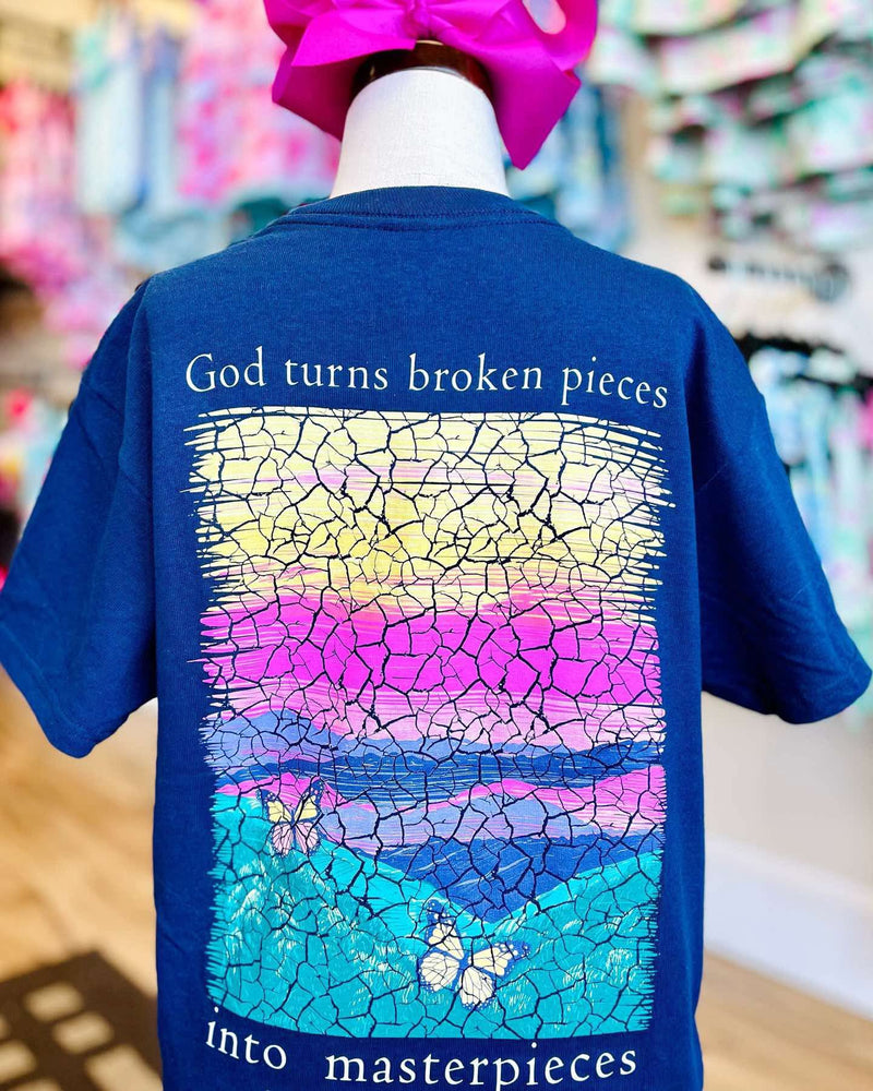 Girls Simply Southern “God turns broken pieces into masterpieces” tee