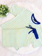 Women’s Light Blue and Yellow Stripped Pant Set