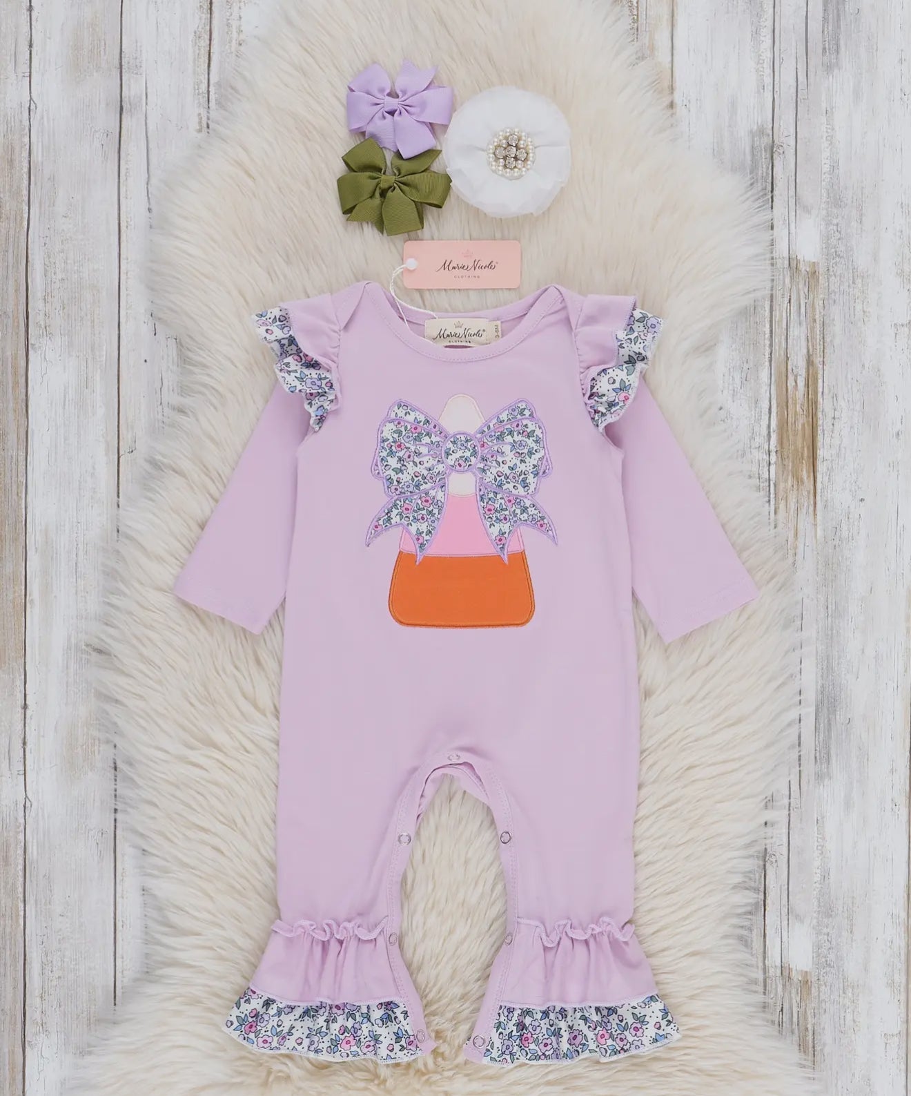 Baby Candy Corn Romper Girls