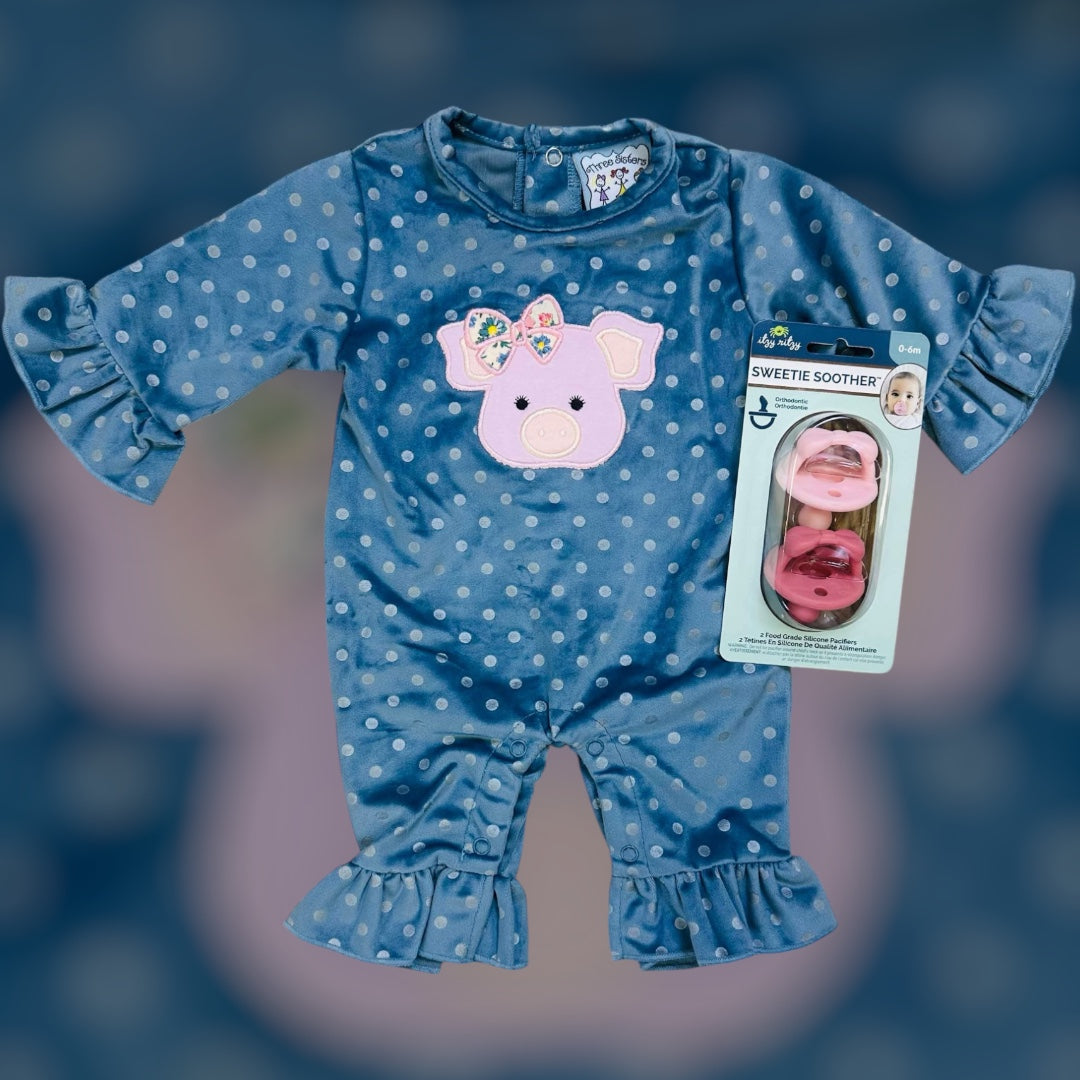 Baby Piggy Minky Dot Romper Girls