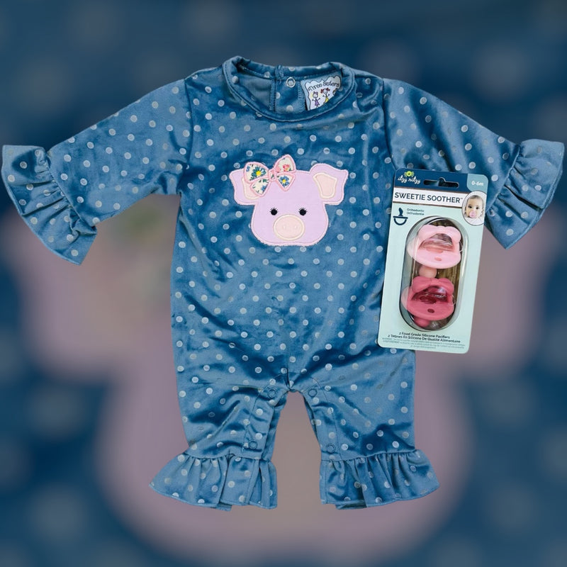 Baby Piggy Minky Dot Romper