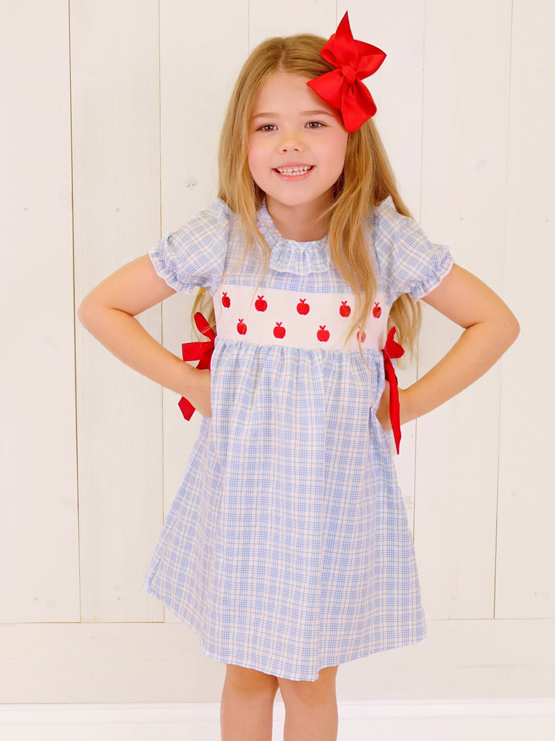 Back To School Smocked Apple Dress Girls
