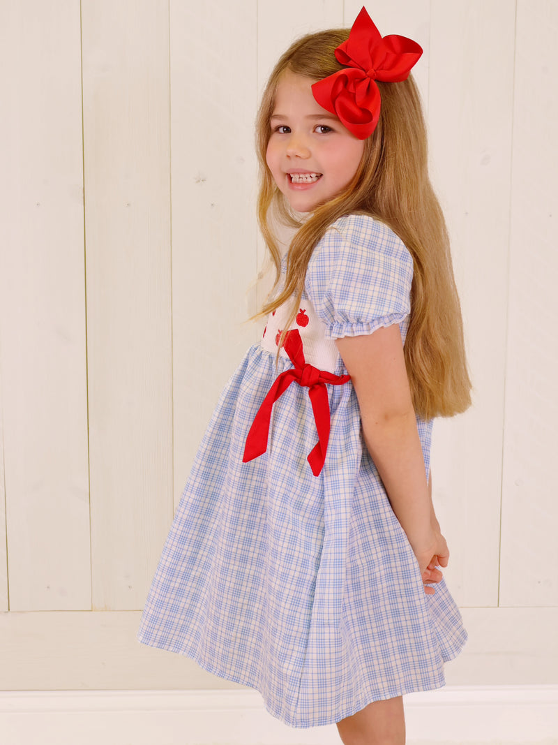 Back To School Smocked Apple Dress Girls