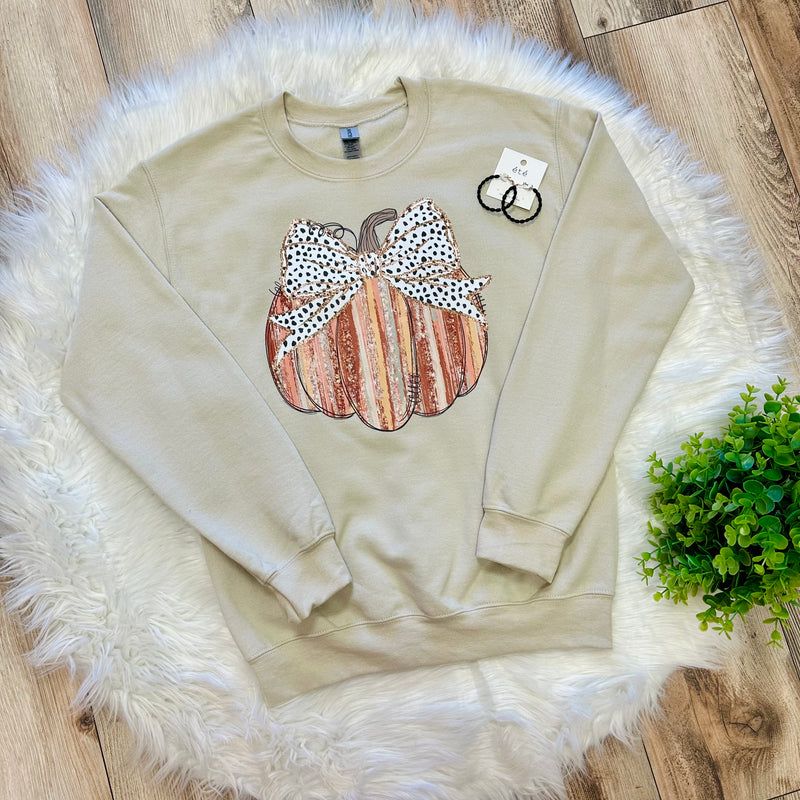 Beige Pumpkin Crewneck Sweater Pullover