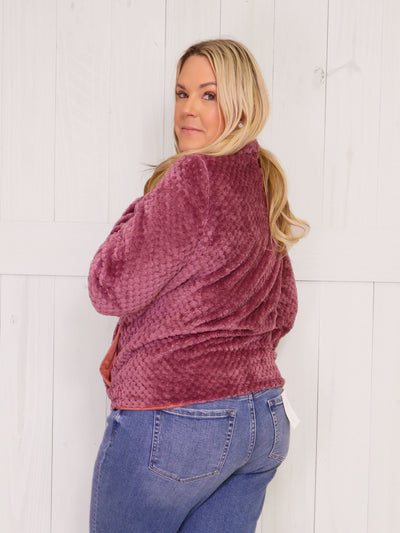 Berry Wine Simply Southern Sherpa Jacket - Sweater Pullover