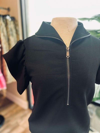 Black Dressy Half Zip Set